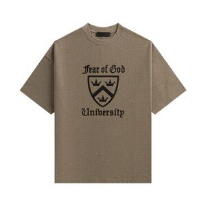 Fear of God Heather Grey Short Sleeve Heavy Tee Collegiate Style